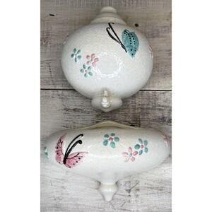 Hull Pottery 1956 Wall Hanging Butterfly Flowers Lavabo B25 B24 USA Made Vintage